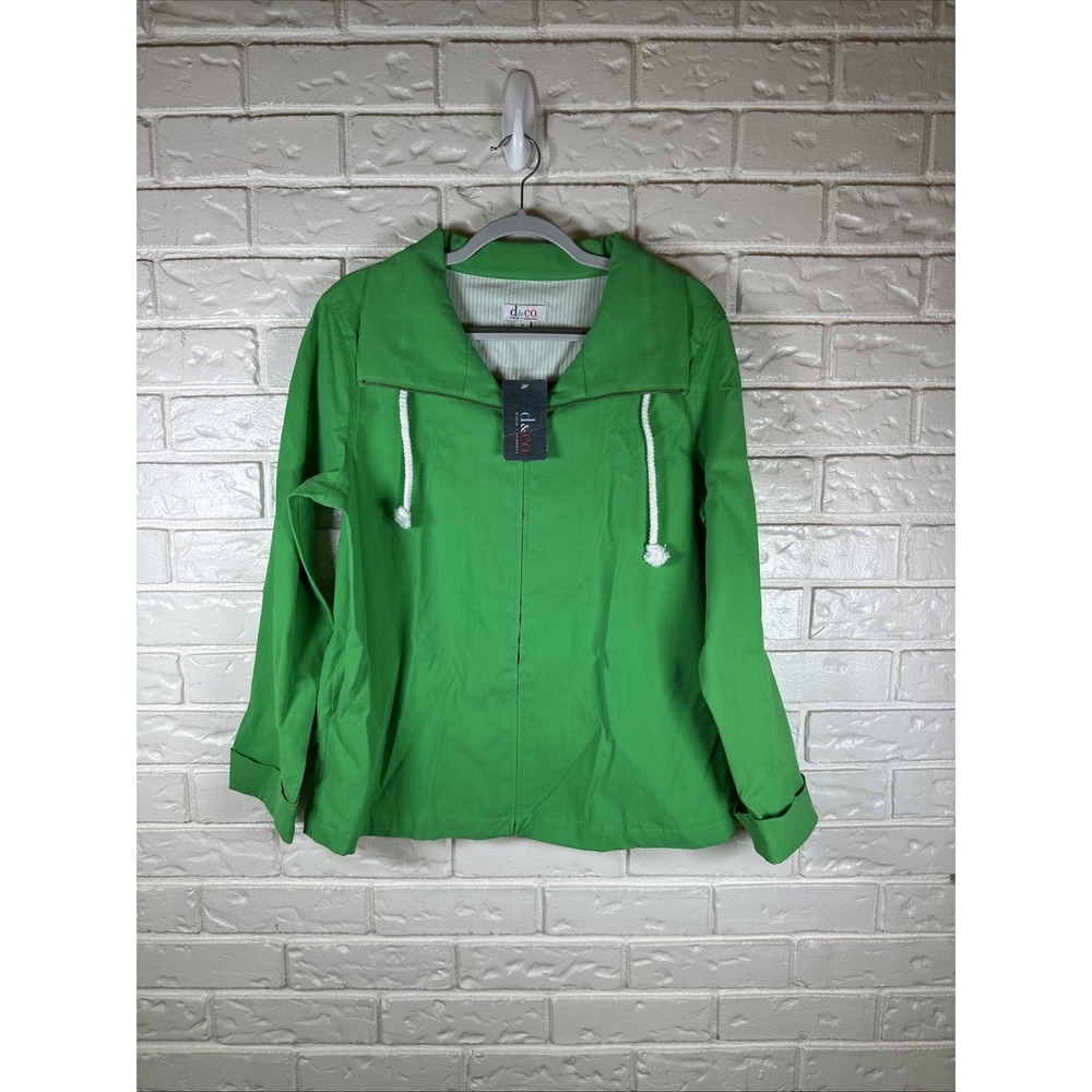 D&CO Lime Green Y2K Zip Hoodie Jacket NWT Women's Medium Retro 2000s